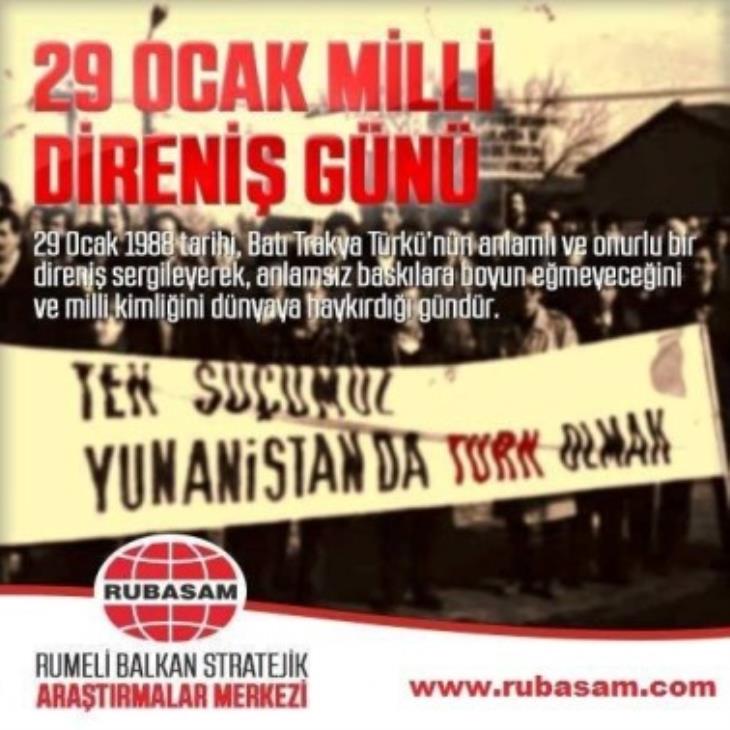 29 OCAK/Batı Trakya  Türklerinin  Milli  Direniş  Günü Kutlandı..       